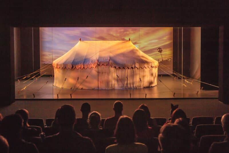 “Visitors gather in at the Museum of the American Revolution to see the tent that General George Washington used as his mobile headquarters during the Revolutionary War. Credit: Museum of the AmericanRevolution”