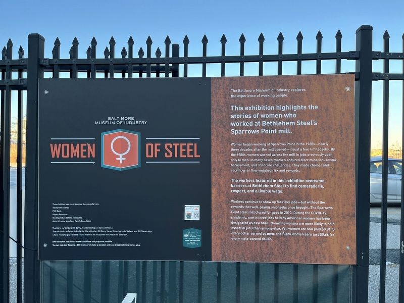 The Baltimore Museum of Industry’s Women of Steel exhibition, installed on their fence along a public walkway during the pandemic while the museum was closed.